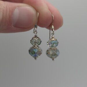 Sterling Silver Handmade Unique Color Crystal Earrings A1294